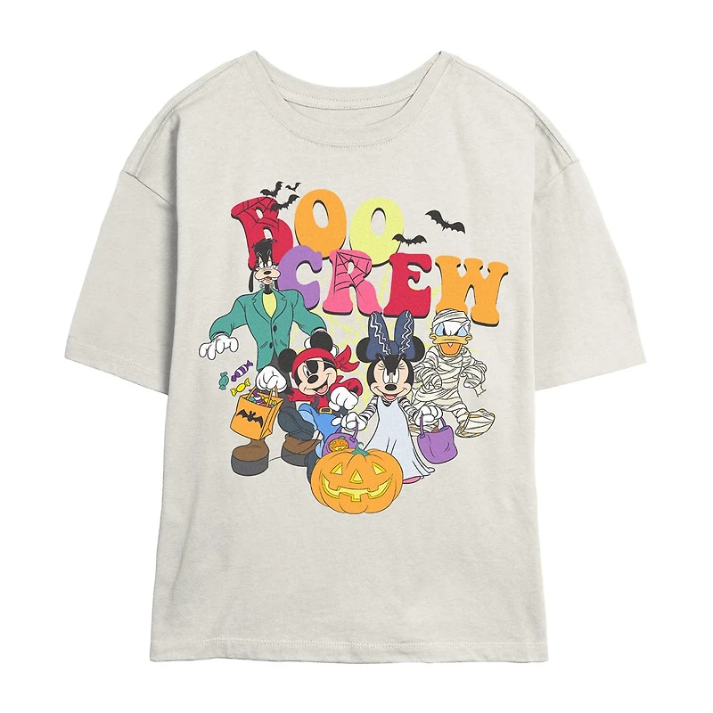 Womens Juniors Crew Neck Short Sleeve Classic Fit Mickey and Friends Graphic T-Shirt