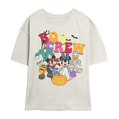 Womens Juniors Crew Neck Short Sleeve Classic Fit Mickey and Friends Graphic T-Shirt