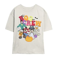 Womens Juniors Crew Neck Short Sleeve Classic Fit Mickey and Friends Graphic T-Shirt