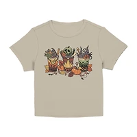 Disney Villians Fall Drinks Baby Tee Womens Juniors Crew Neck Short Sleeve Classic Fit Graphic T-Shirt
