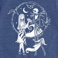Disney Collection Girls Round Neck Short Sleeve Regular Fit Nightmare Before Christmas Graphic T-Shirt