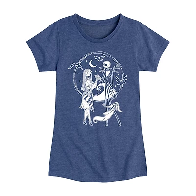 Disney Collection Girls Round Neck Short Sleeve Regular Fit Nightmare Before Christmas Graphic T-Shirt