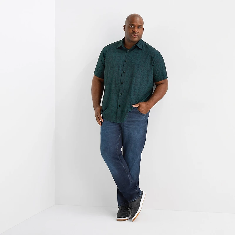 Shaquille O'Neal XLG™ Mens Short Sleeve Regular Fit Big and Tall Button-Down Shirt