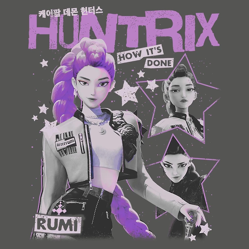 Huntrix Cropped Womens Juniors Crew Neck Short Sleeve Classic Fit KPOP Demon Hunters Graphic T-Shirt