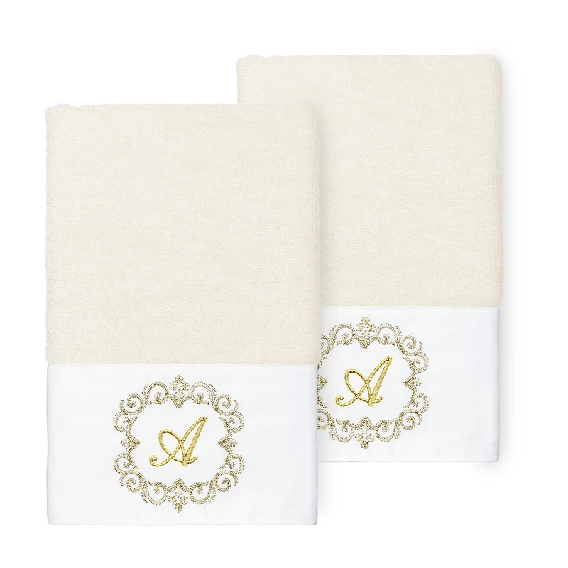 Linum Home Textiles Monica Gold 2-pc. Embellished Hand Towel