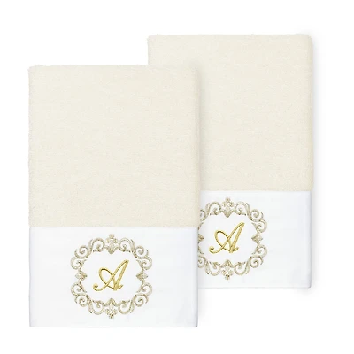 Linum Home Textiles Monica Gold 2-pc. Embellished Hand Towel