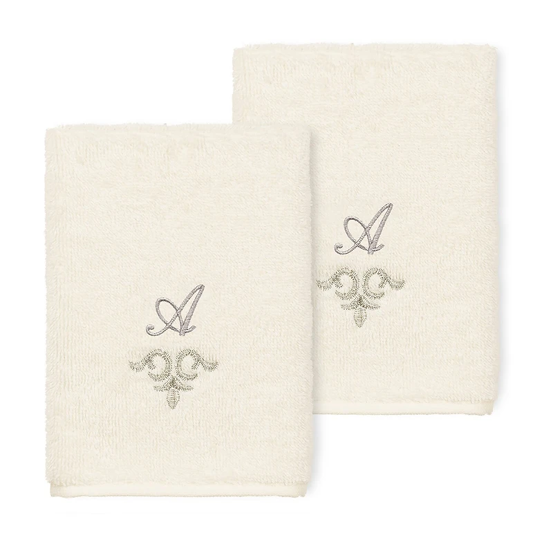 Linum Home Textiles Monica Silver 2-pc. Embellished Washcloth