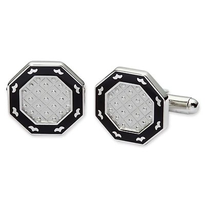 Black Enamel Octagonal Cuff Links