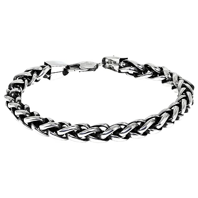 Mens Stainless Steel Inch Solid Wheat Chain Bracelet