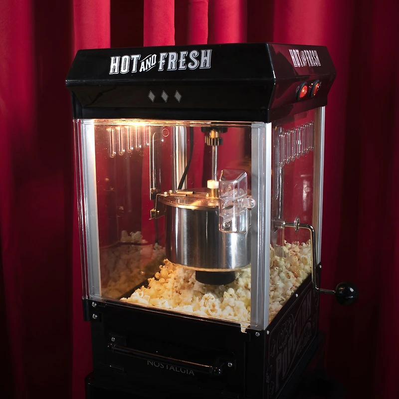 Nostalgia™ KPM200CTBK 2.5 Ounce Popcorn Cart with 5-Quart Popcorn Bowl