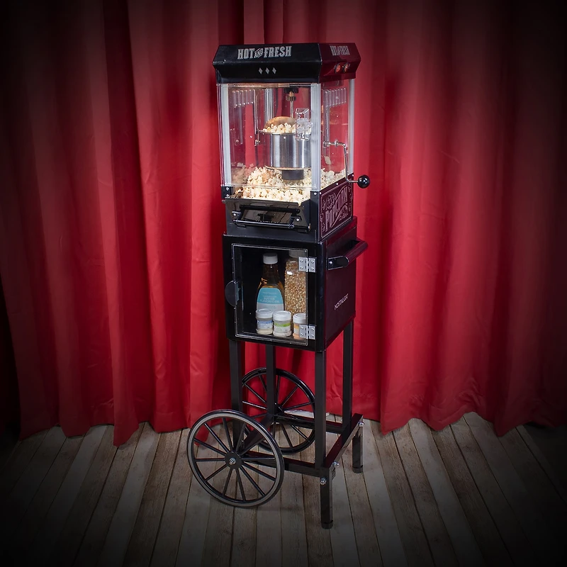 Nostalgia™ KPM200CTBK 2.5 Ounce Popcorn Cart with 5-Quart Popcorn Bowl