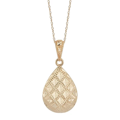 Womens 14K Gold Pear 18 Inch Pendant Necklace