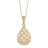 Womens 14K Gold Pear 18 Inch Pendant Necklace