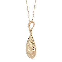 Womens 14K Gold Pear 18 Inch Pendant Necklace