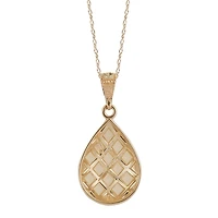 Womens 14K Gold Pear 18 Inch Pendant Necklace