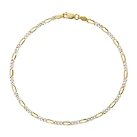 Made in Italy Unisex Adult 24K Gold Over Silver 10 Inch Solid Figaro Chain Bracelet