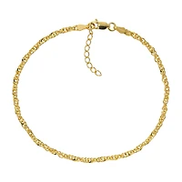 Made in Italy Unisex Adult 24K Gold Over Silver 9 Inch Semisolid Singapore Chain Bracelet