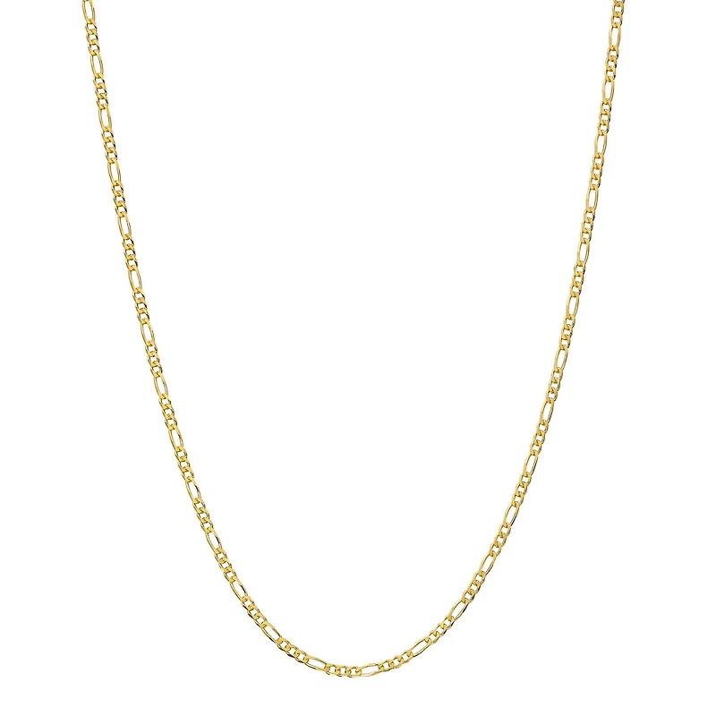 Made in Italy Womens 24K Gold Over Silver Inch Figaro Chain Necklace