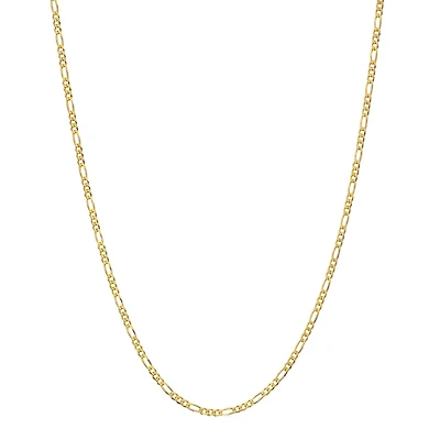 Made in Italy Womens 24K Gold Over Silver Inch Figaro Chain Necklace