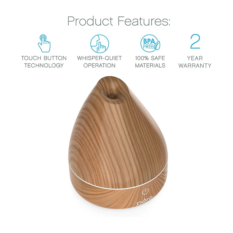 Pure Enrichment Purespa Natural Wood Aroma Oil Diffuser
