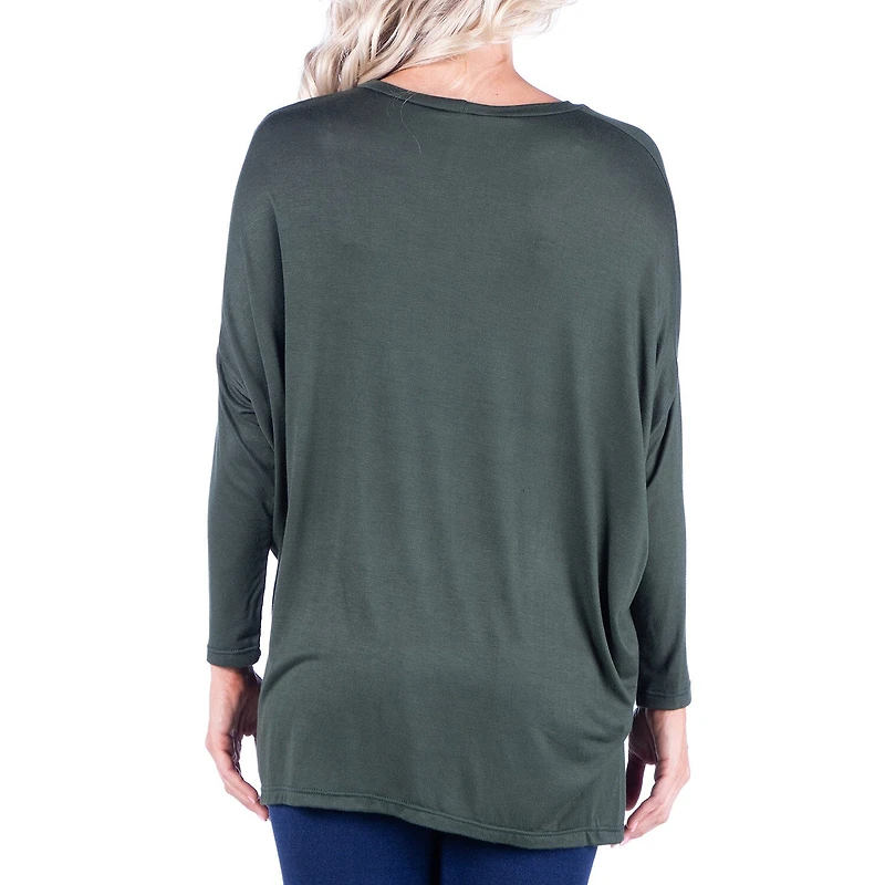 24/7 Comfort Apparel Womens Long Dolman Sleeve Oversized Top