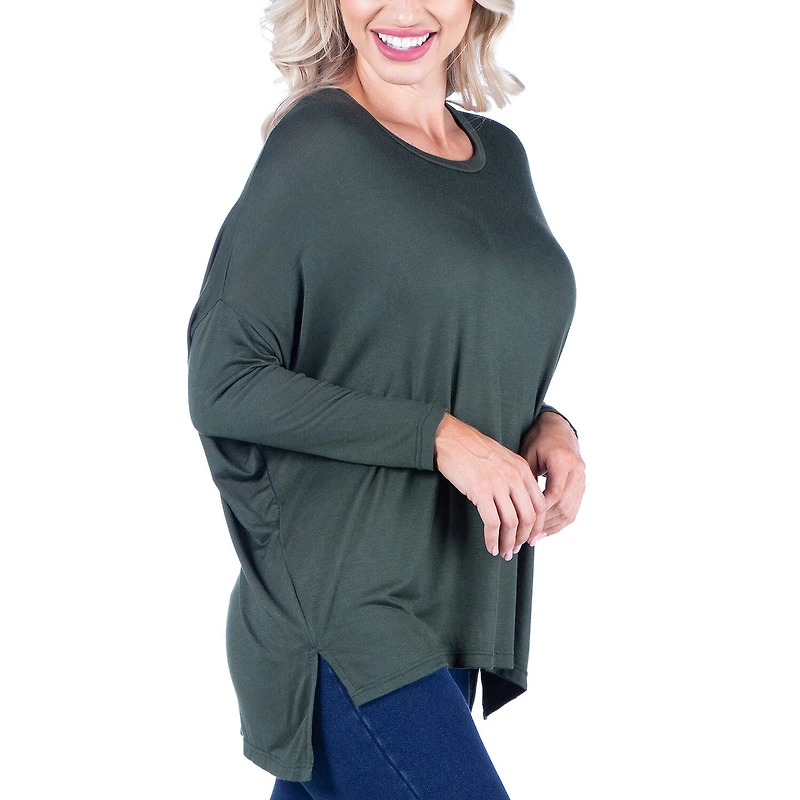 24/7 Comfort Apparel Womens Long Dolman Sleeve Oversized Top