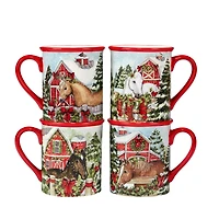 Certified International Homestead Christmas 4-pc. Mugs