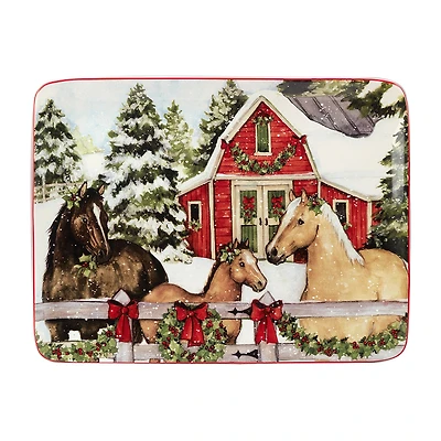 Certified International Homestead Christmas Rectangular Platter