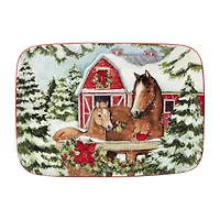 Certifed International Homestead Christmas Rectangular Platter