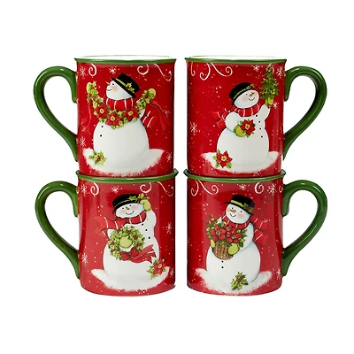 Certified International Holiday Magic Snowman 4-pc. Mug Set