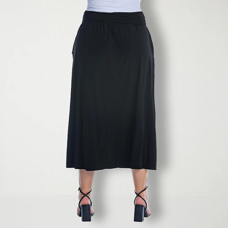 24seven Comfort Apparel Womens Plus Mid Rise Maxi Skirt
