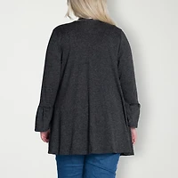 24seven Comfort Apparel Womens Long Sleeve Open Front Plus Cardigan