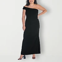 24seven Comfort Apparel Womens Plus Asymmetrical Neck Sleeveless Maxi Dress