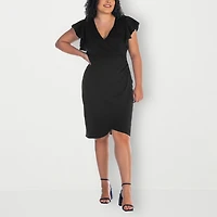 24seven Comfort Apparel Womens Plus Short Sleeve Wrap Dress