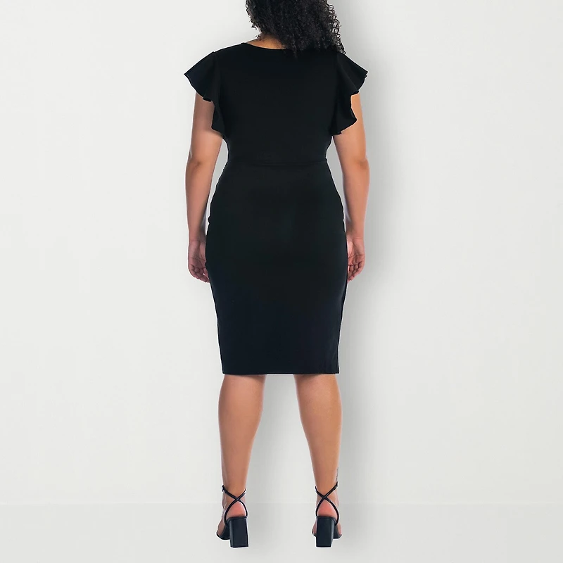 24seven Comfort Apparel Womens Plus Short Sleeve Wrap Dress