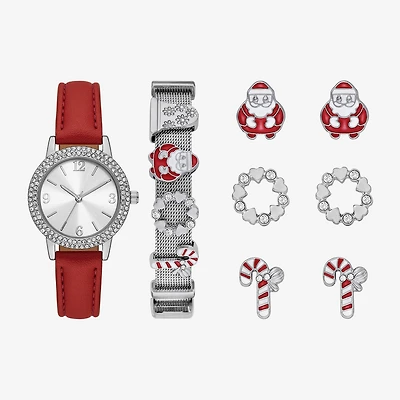 Womens Crystal Accent Red 8-pc. Watch Boxed Set Fmdjps208