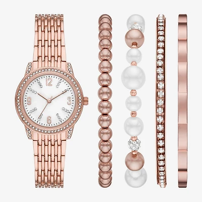 Womens Crystal Accent Rose Goldtone 5-pc. Watch Boxed Set Fmdjset717