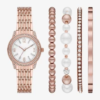 Womens Crystal Accent Rose Goldtone 5-pc. Watch Boxed Set Fmdjset717