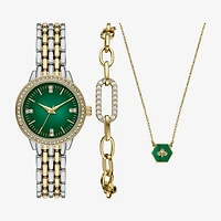 Womens Crystal Accent Two Tone 3-pc. Watch Boxed Set Fmdjset719