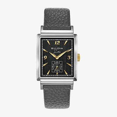 Bulova Frank Sinatra Mens Gray Leather Strap Watch 98a261