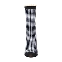 MeMoi Houndstooth Lace Cuff Womens 1 Pair Crew Socks
