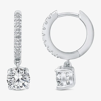 (H / Si2) Womens 2 1/4 CT. T.W. Lab Grown White Diamond 10K Gold 20.4mm Round Hoop Earrings