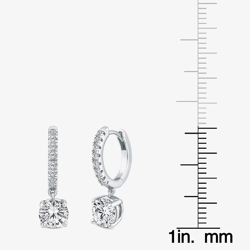 (H / Si2) Womens 2 1/4 CT. T.W. Lab Grown White Diamond 10K Gold 20.4mm Round Hoop Earrings