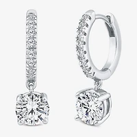 (H / Si2) Womens 2 1/4 CT. T.W. Lab Grown White Diamond 10K Gold 20.4mm Round Hoop Earrings