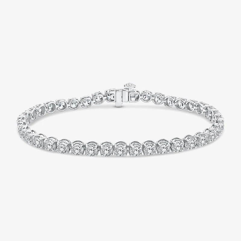 (H / Si2) Womens 10 Ct.T.W. Lab Grown White Diamond 10K Gold 7.25 Inch Tennis Bracelet