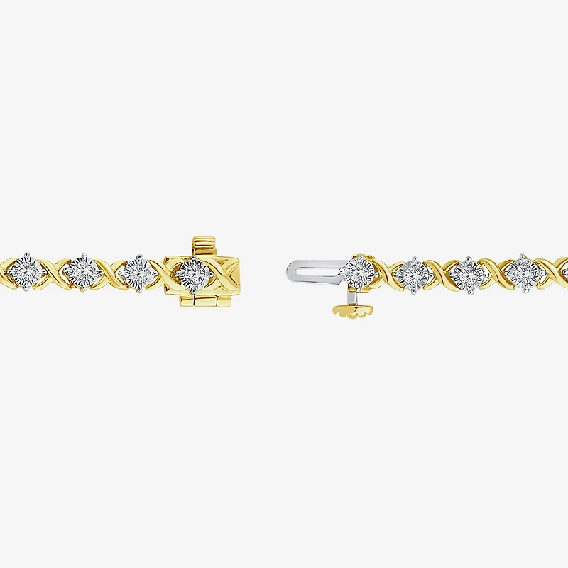 (I1/ I) Womens 1 1/10 CT. T.W.  Lab Grown White Diamond 10K Gold 8 Inch Tennis Bracelet