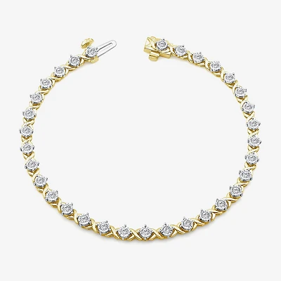 (I1/ I) Womens 1 1/10 CT. T.W.  Lab Grown White Diamond 10K Gold 8 Inch Tennis Bracelet