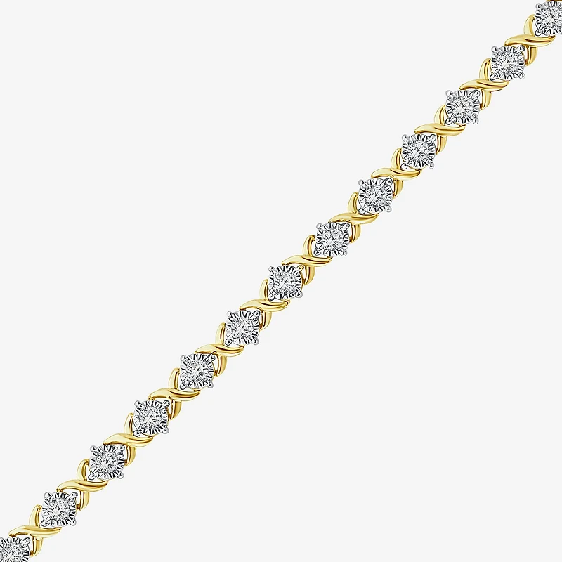 (I1/ I) Womens 1 1/10 CT. T.W.  Lab Grown White Diamond 10K Gold 8 Inch Tennis Bracelet