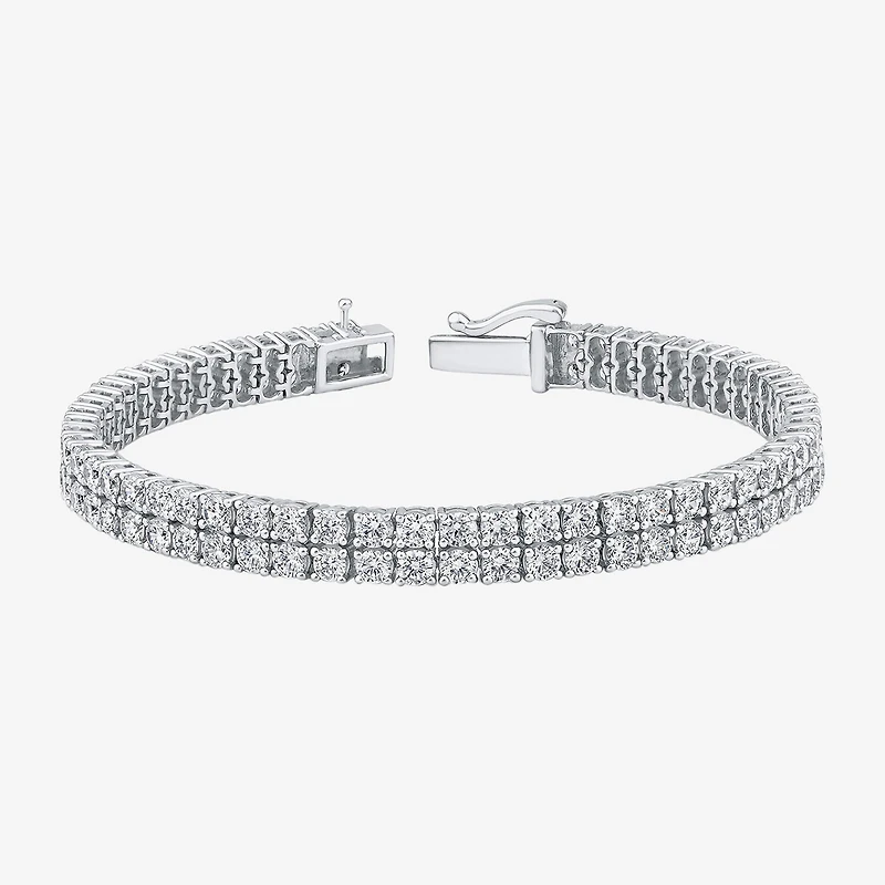 (H / Si2) Womens 10 Ct.T.W. Lab Grown White Diamond 10K Gold 7.25 Inch Tennis Bracelet