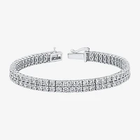 (H / Si2) Womens 10 Ct.T.W. Lab Grown White Diamond 10K Gold 7.25 Inch Tennis Bracelet